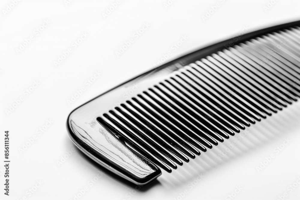 A black comb rests on the surface of a white table, providing a simple and clean visual A black comb rests on the surface of a white table, providing a simple and clean visual