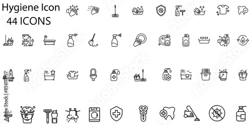 Set of hygiene icons. Gradient style icon bundle. Vector Illustration
