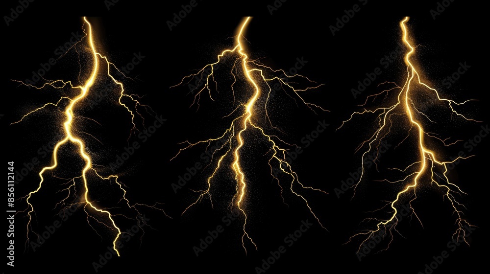 A series of lightning flashes on a dark background A series of lightning flashes on a dark background