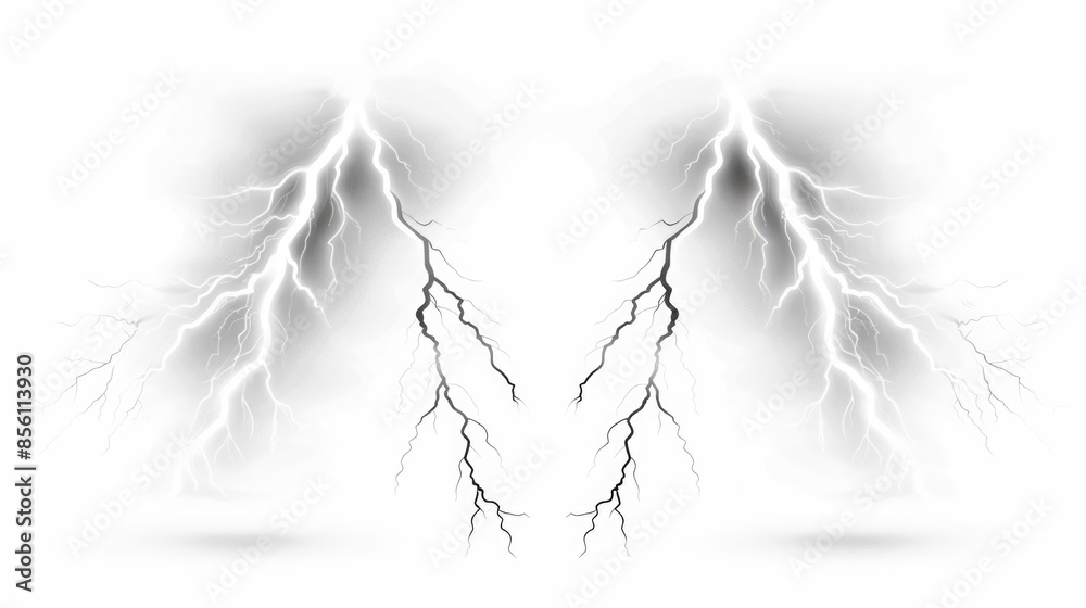Fototapeta premium Two electric discharges on a clean white surface
