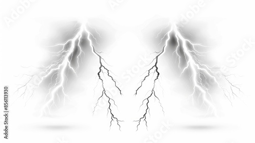 Two electric discharges on a clean white surface