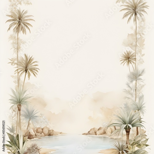 Wallpaper Mural Vorlage mit Freifläche - Oase mit Palmen Torontodigital.ca