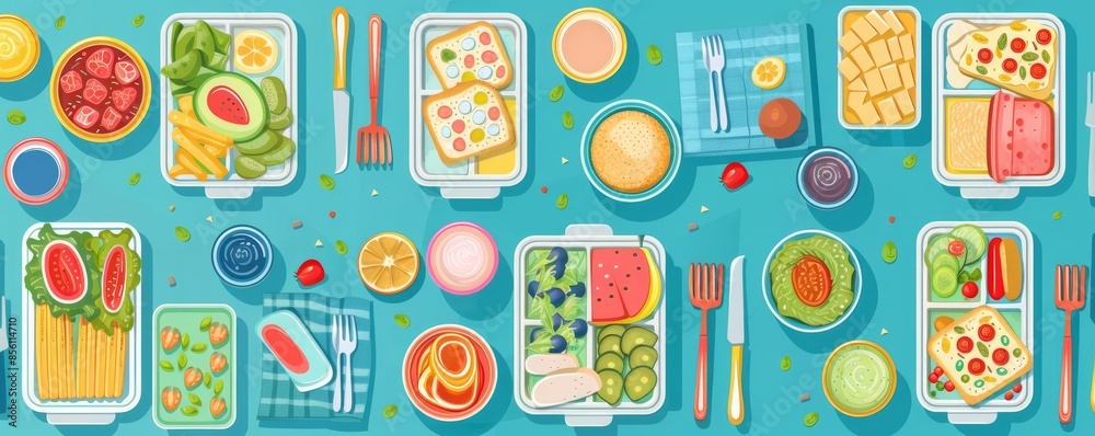 A variety of healthy and delicious meals, perfect for a picnic or lunch on the go. There are salads, sandwiches, wraps, and more. Something for everyone! A variety of healthy and delicious meals, perfect for a picnic or lunch on the go. There are salads, sandwiches, wraps, and more. Something for everyone!