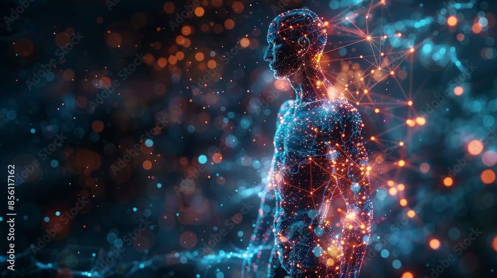 Smart medical technology and innovative healthcare, human silhouette
Smart medical technology and innovative healthcare, human silhouette
