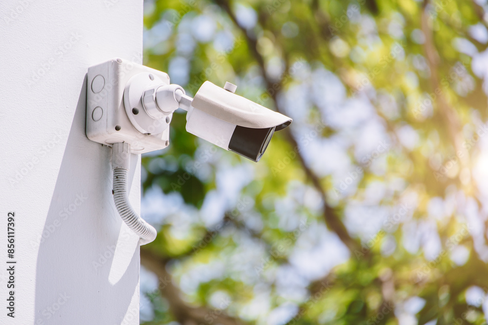 CCTV, IP Camera Security Cam Monitor outdoor at Green public park.