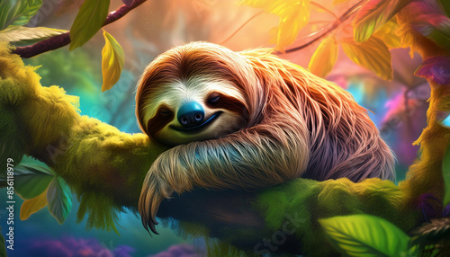 Adorable paresseux se reposant sur une branche
