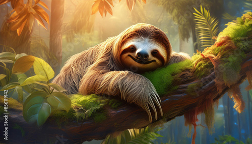 Adorable paresseux se reposant sur une branche