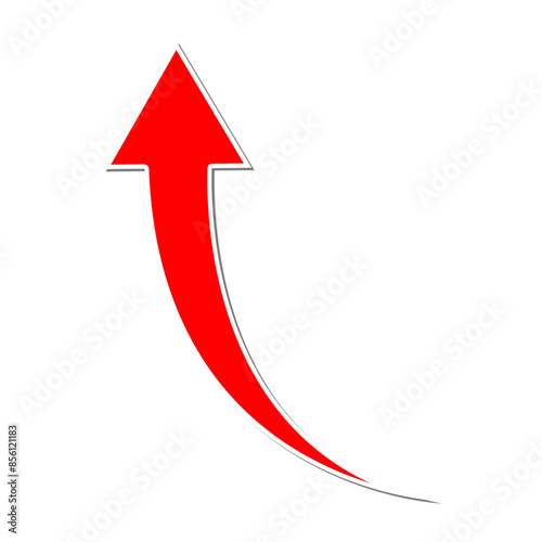 Red curved graph with arrow png file type