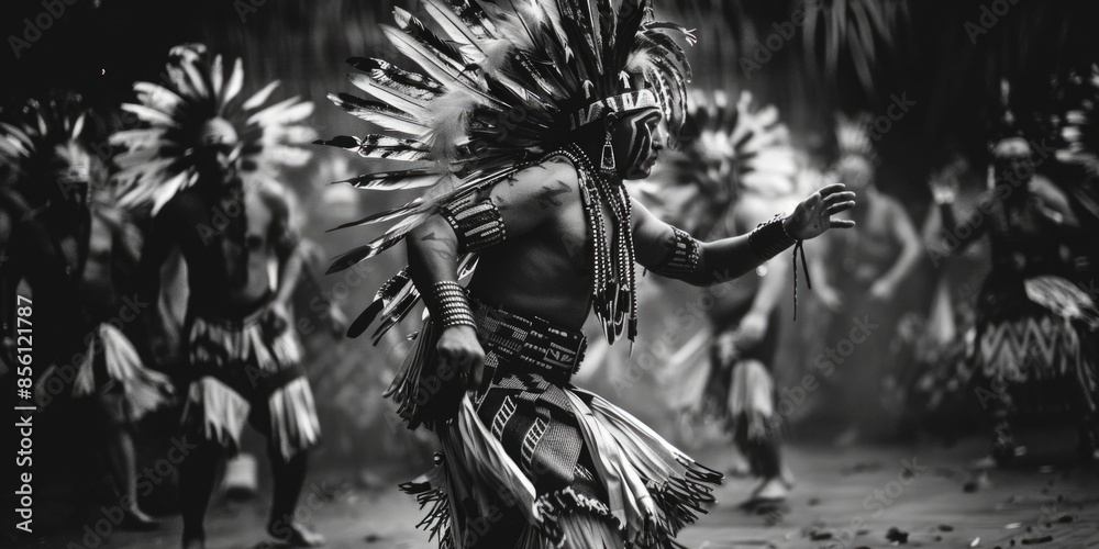 Fototapeta premium A person dressed up in a costume, in black and white