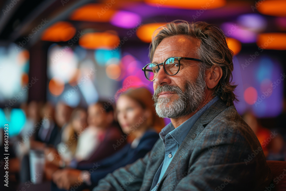 Successful male CEO seated in a modern elegant conference room during a business meeting with business partners Successful male CEO seated in a modern elegant conference room during a business meeting with business partners