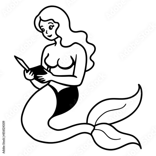 Beautiful little mermaid Underwater world Coloring book for kids