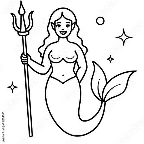Beautiful little mermaid Underwater world Coloring book for kids