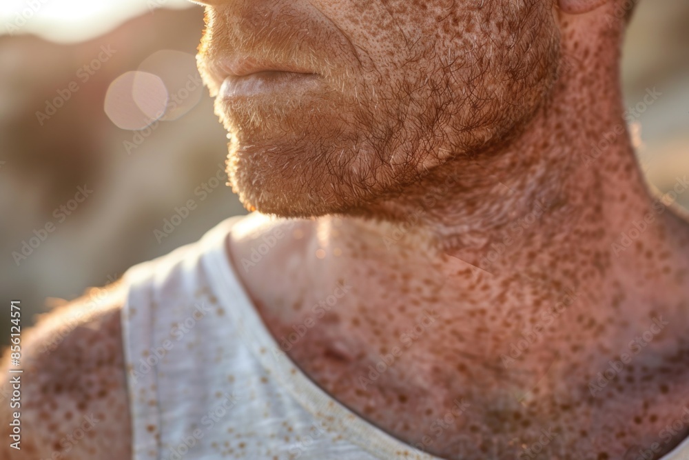 Close-up portrait of a man with freckles on his face Close-up portrait of a man with freckles on his face