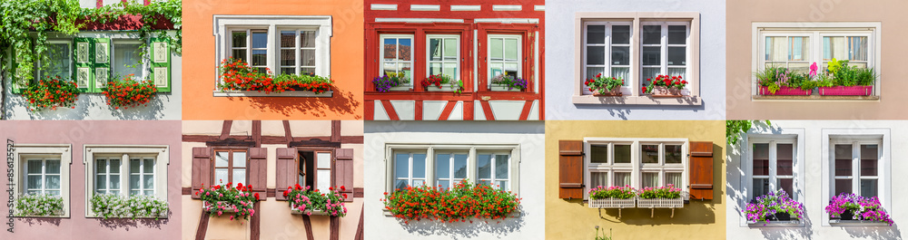 Poster als Collage mit verschiedenen Blumenfenstern Poster als Collage mit verschiedenen Blumenfenstern