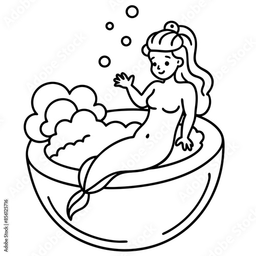 Beautiful little mermaid Underwater world Coloring book for kids