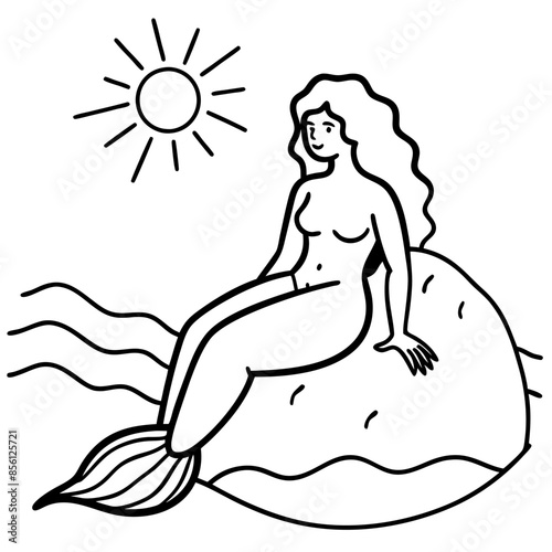 Beautiful little mermaid Underwater world Coloring book for kids