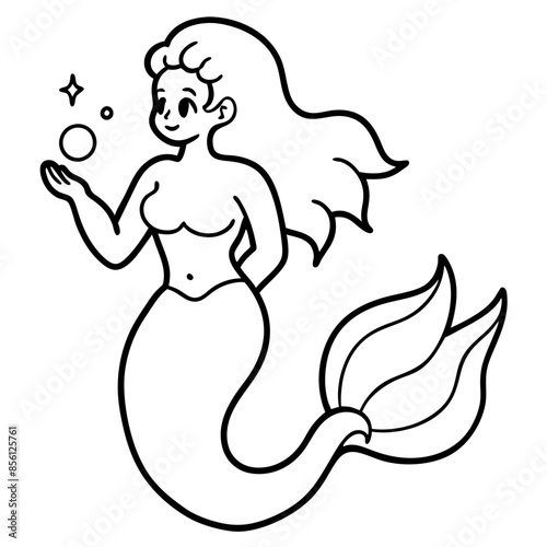 Beautiful little mermaid Underwater world Coloring book for kids