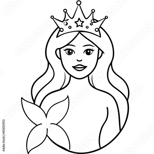 Beautiful little mermaid Underwater world Coloring book for kids