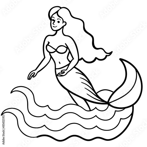 Beautiful little mermaid Underwater world Coloring book for kids