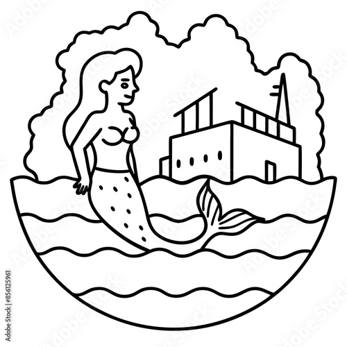 Beautiful little mermaid Underwater world Coloring book for kids