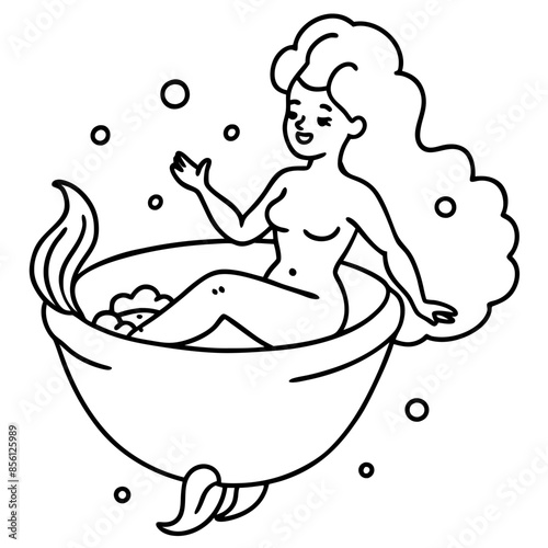 Beautiful little mermaid Underwater world Coloring book for kids