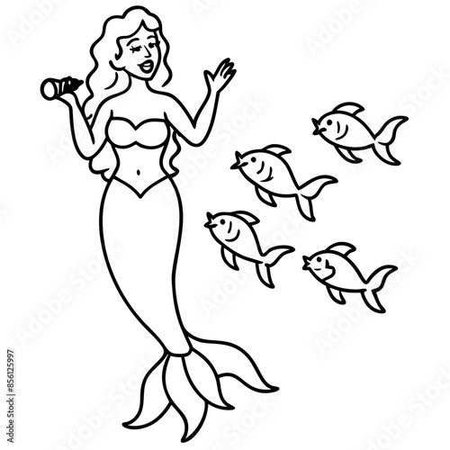 Beautiful little mermaid Underwater world Coloring book for kids