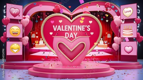 Festive Heart themed Podium Display for Celebratory Events