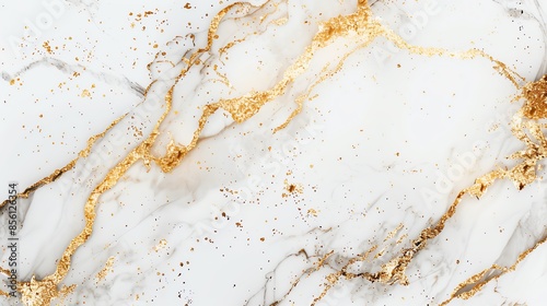 Elegant white marble texture with gold veins and speckles, perfect for backgrounds, designs, and digital art creations.