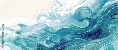 A blue wave with white foam on top. Abstract water ocean wave, aqua and teal texture. Water wave web banner Graphic Resource as background. Backdrop for copy space text