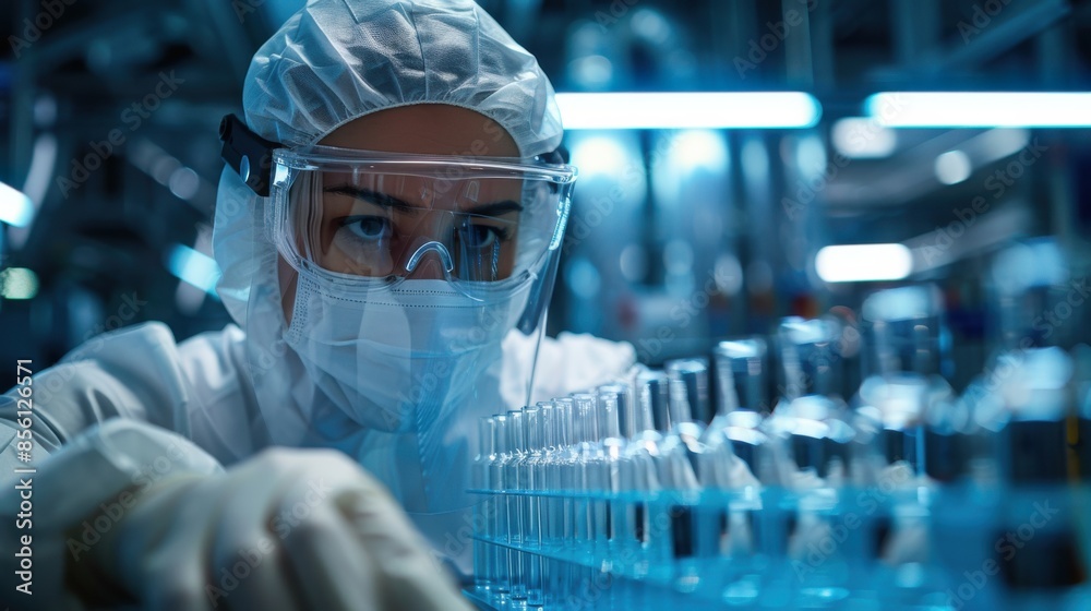 A woman in a lab coat is wearing a mask A woman in a lab coat is wearing a mask
