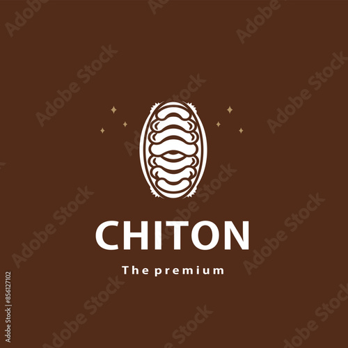 vintage retro hipster chiton logo vector outline silhouette art icon	