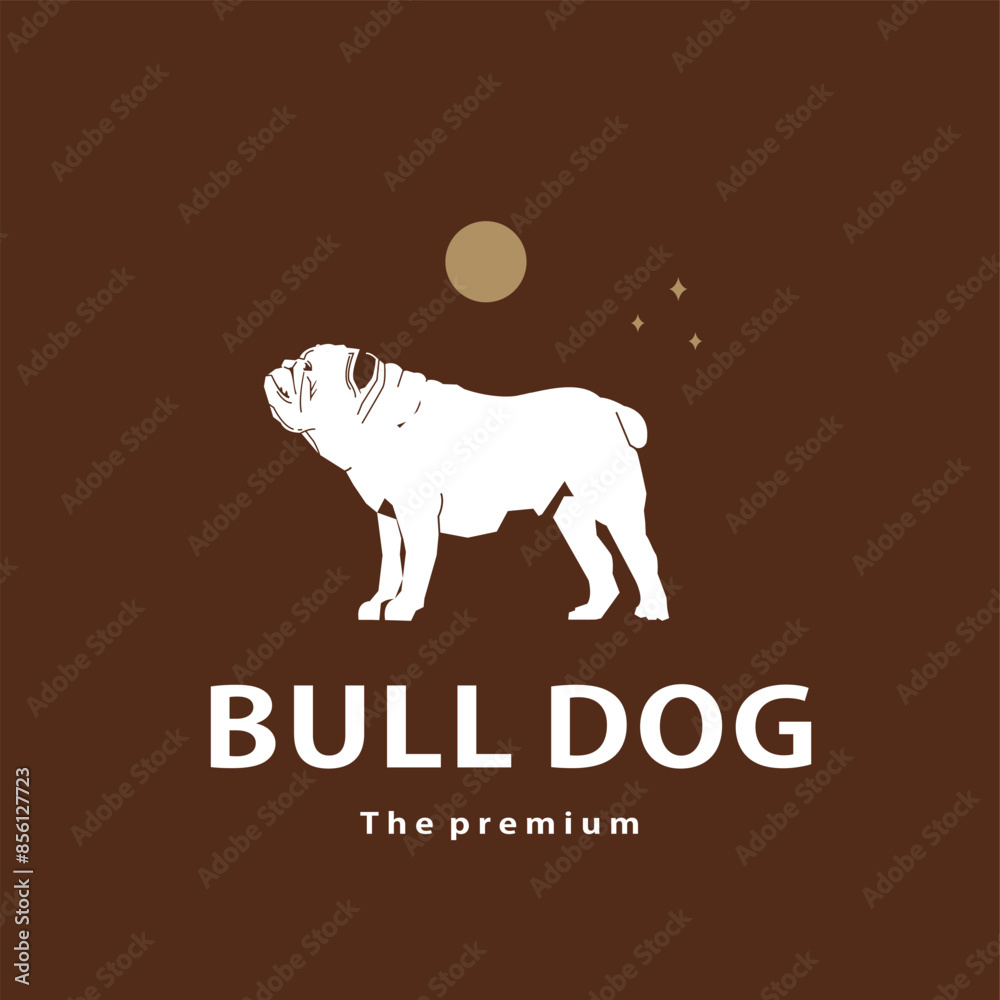 Obraz premium vintage retro hipster bull dog logo vector outline silhouette art icon