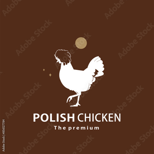 vintage retro hipster polish chicken logo vector outline silhouette art icon