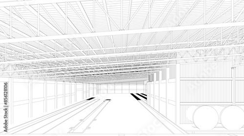 3D illustration of industrial project