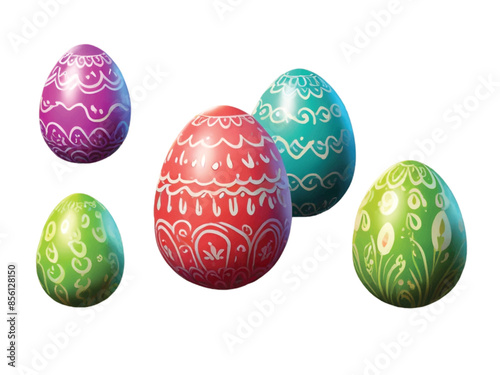 Set of vector-painted eggs PNG. Realistic eggs . Easter, holiday