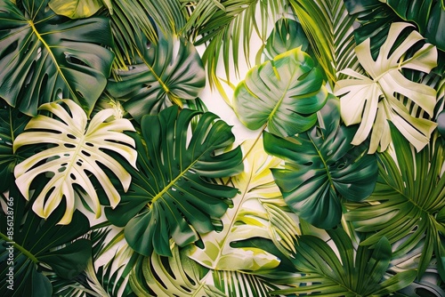 Wallpaper Mural Botanical Pattern: Leafy Designs and Tropical Prints Featuring Vibrant Greenery - Seamless Background for Fashion and Decor Torontodigital.ca