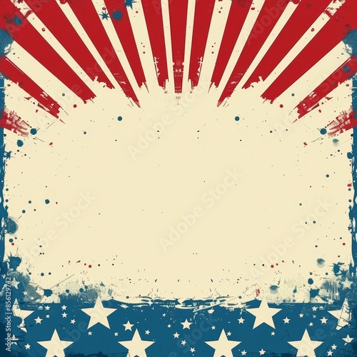 American Celebration - 4th of July Festive Banner with Stars and Stripes on Light Background in Pop Art Style, Front View