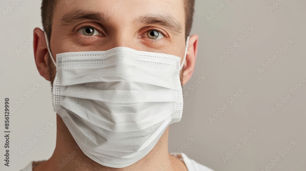 A doctor in a mask, with his team behind him, ready for patient care. A doctor in a mask, with his team behind him, ready for patient care.