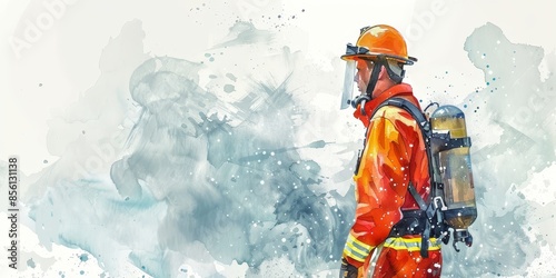 Firefighter in protective gear at the scene of a fire