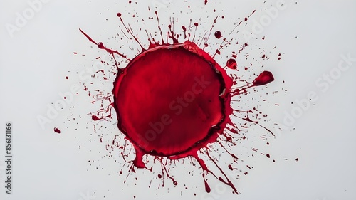 Liquid Splash Art Red Drink Stain Ring in Watercolor Style