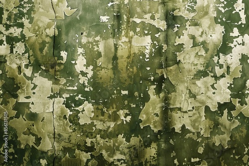 This abstract, detailed image of a weathered military camouflage pattern serves as a great wallpaper or background and could be a best-seller for those interested in military themes photo
