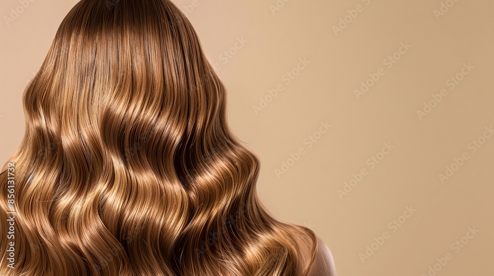 Fototapeta premium a woman with long shiny hair is shown from the back