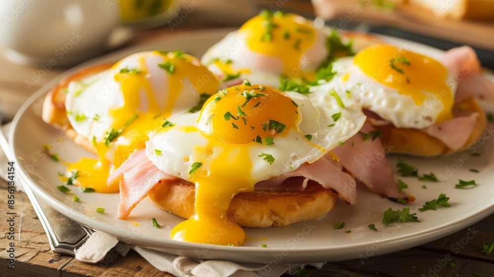 Ham and Eggs Benedict with Hollandaise Sauce Ham and Eggs Benedict with Hollandaise Sauce