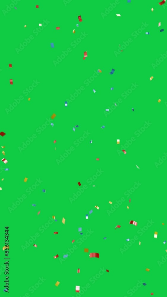 realistic confetti rain animation vertical green screen video realistic confetti rain animation vertical green screen video