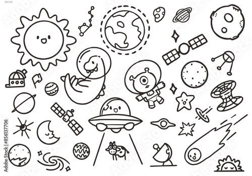 Space hand-drawn illustrations