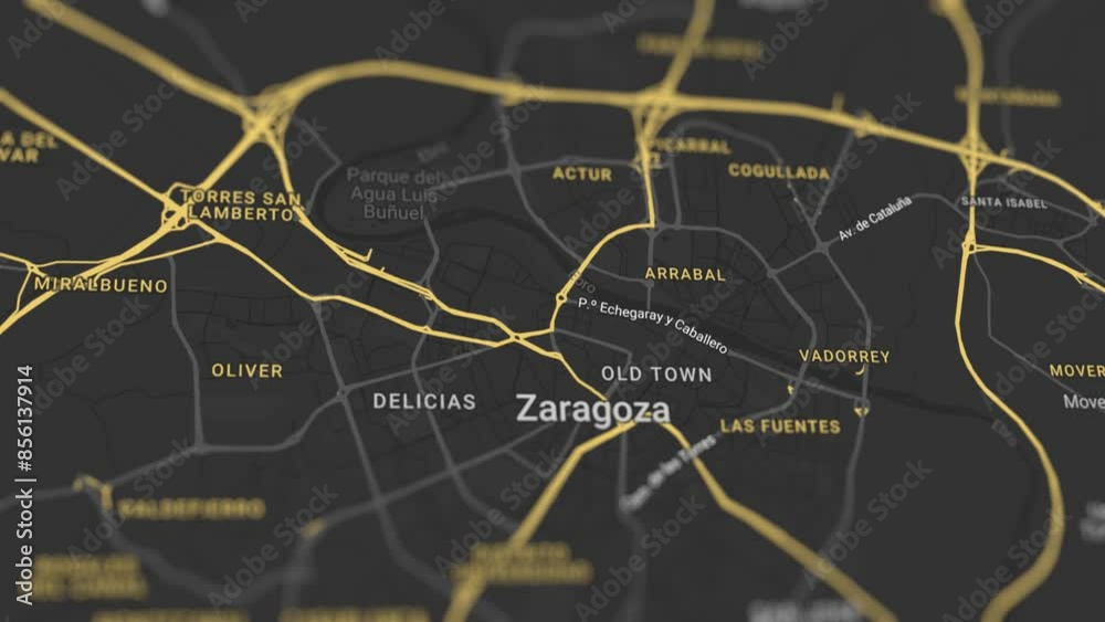 Zaragoza Map Spain, Slider Shot Zaragoza Map Spain, Slider Shot