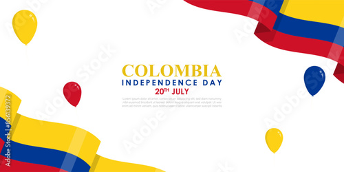 Vector illustration of Colombian Independence Day social media feed template