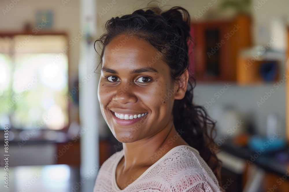 Naklejka premium Smiling Woman In Home Environment