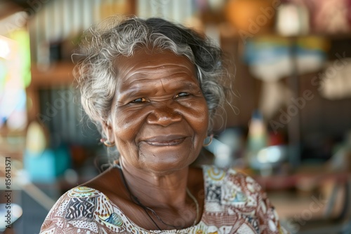 Elderly Woman Smiling In A Colorful Market © Giulio Palumbo S.