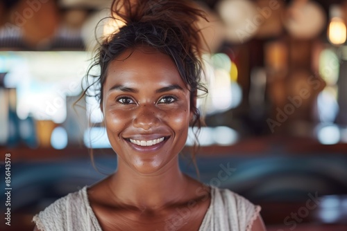 Joyful Aboriginal Woman Smiling Brightly